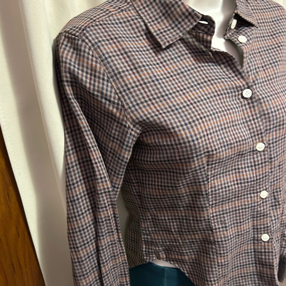 GAP Multicolor plaid Cropped Button-Down Shirt - image 9